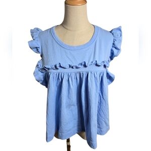 Maeve Anthropologie Ruffled Light Blue Tank Top